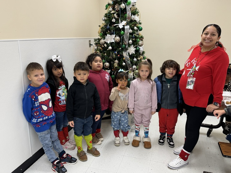 students in Christmas socks