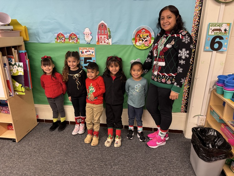students in Christmas socks
