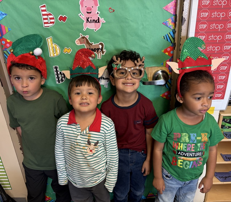 students in elf outfits 