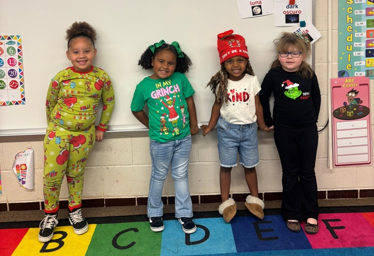 students in grinch attire