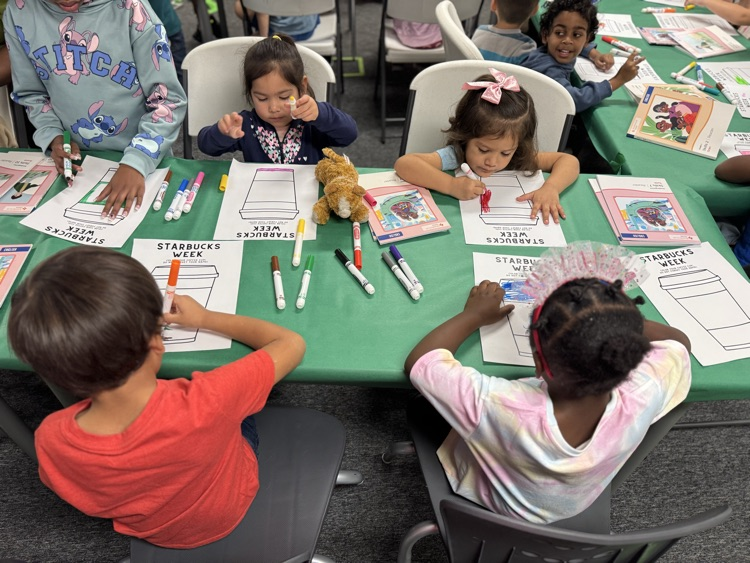 students coloring