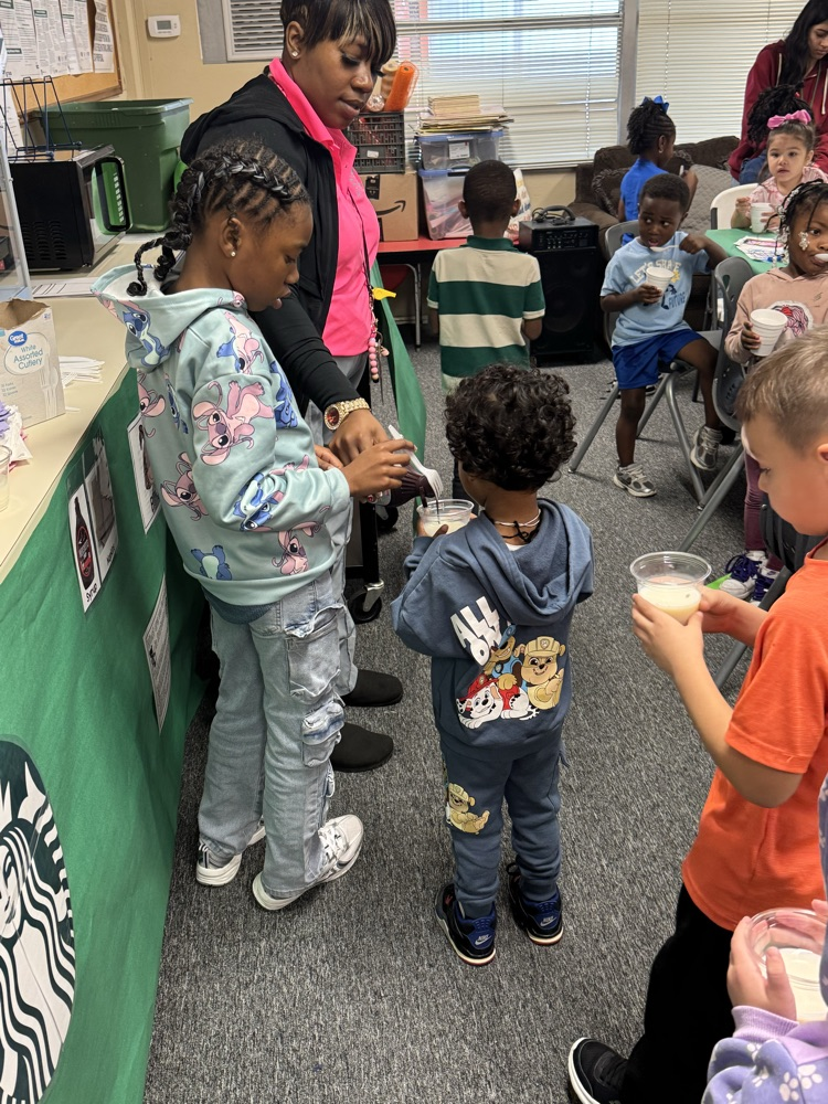 students getting milk