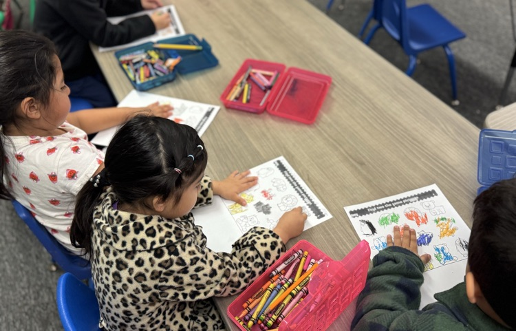 students coloring