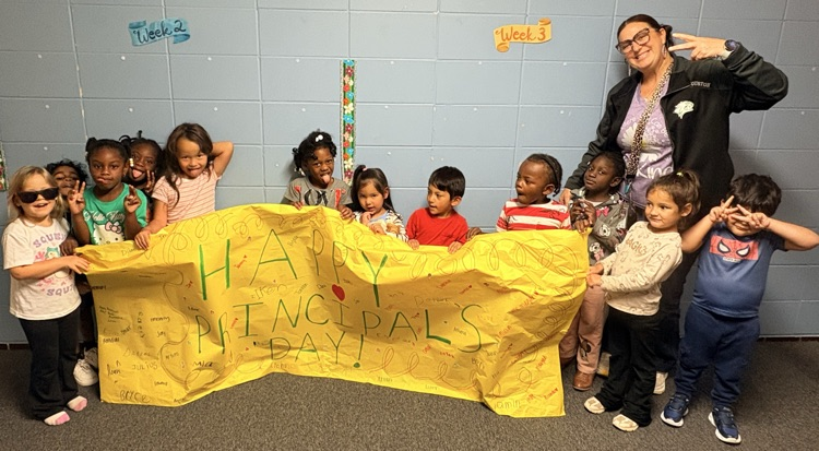 students with poster