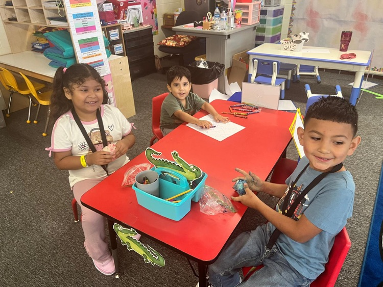students making playdo
