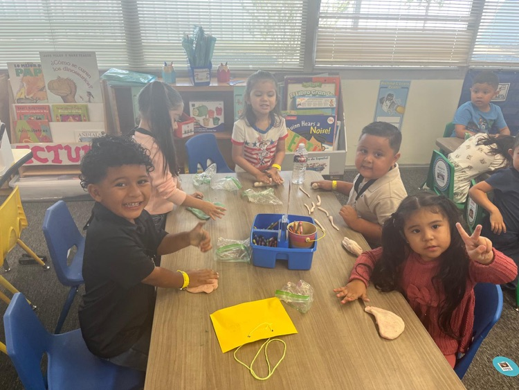 students making playdo