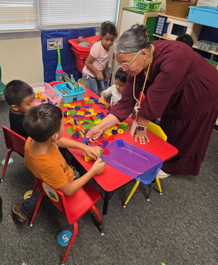 students learning