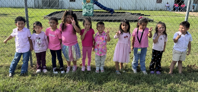 students wearing pink