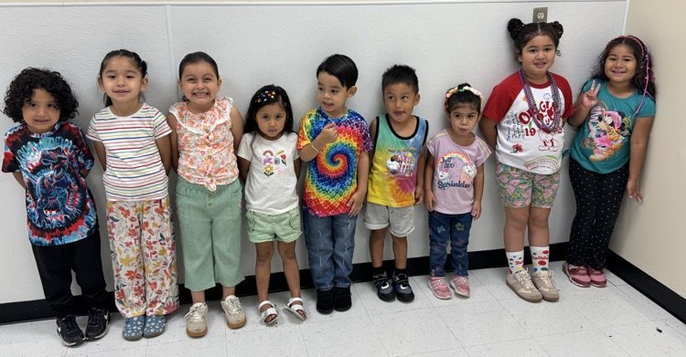 students in rainbow