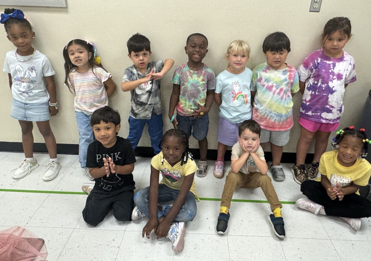 students in rainbow