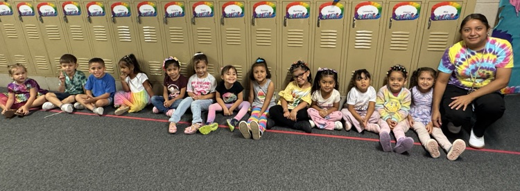 students in rainbow