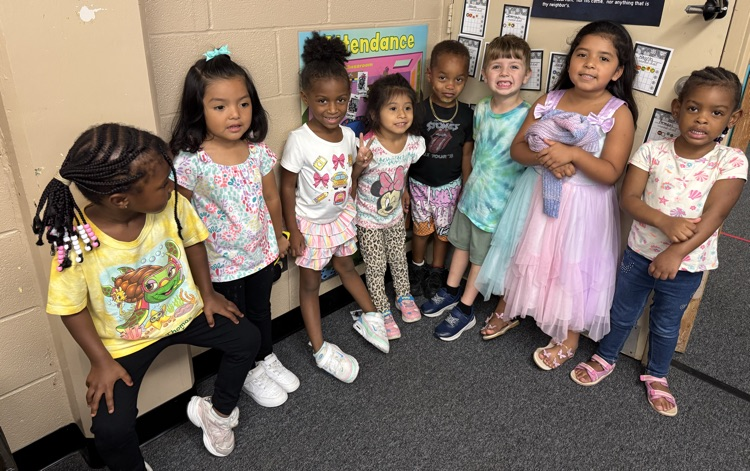 students in rainbow