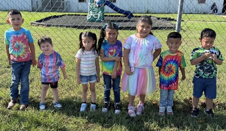 students in rainbow