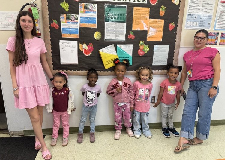 students in pink