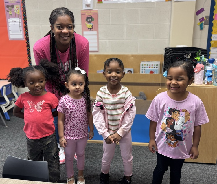 students in pink