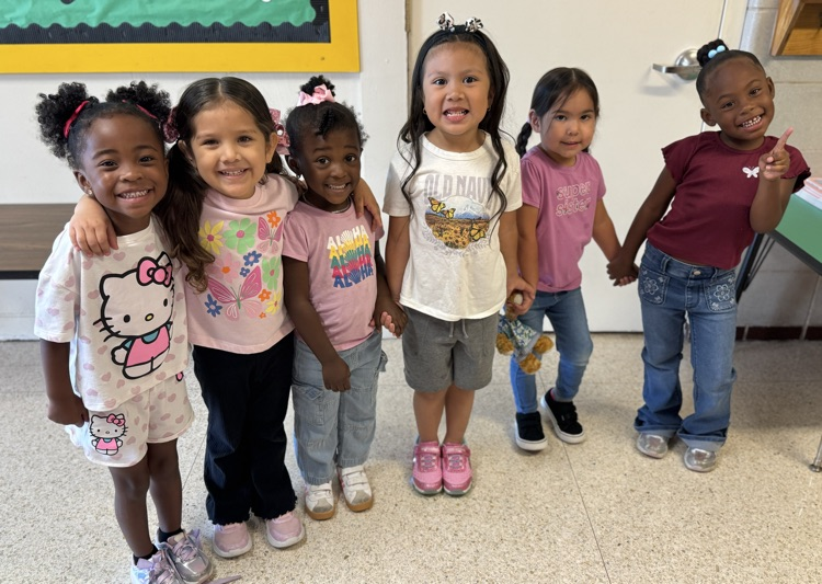 students in pink