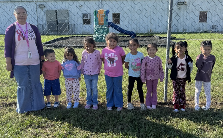 students in pink