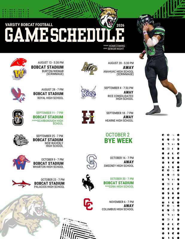 2026 Varsity Bobcat Football Schedule