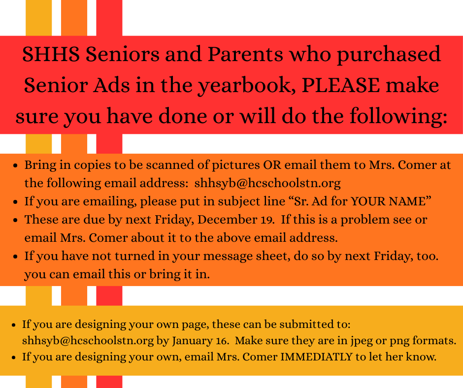 Senior Ads - Pictures Due Dec. 19