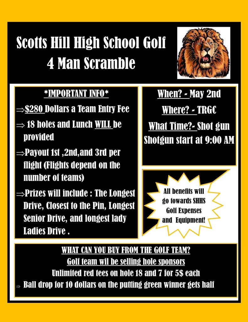 2026 SHHS Golf 4-man Scramble - May 2nd - TRGC