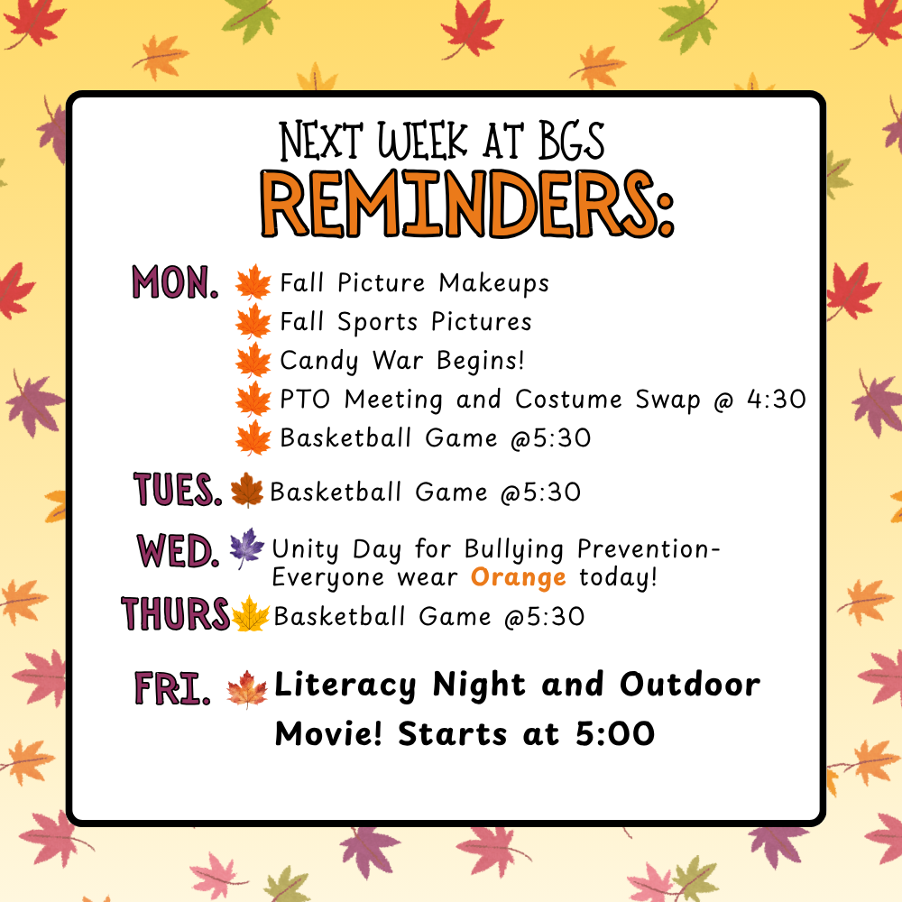 10/19 reminders