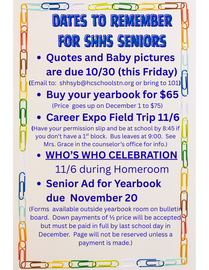 IMPORTANT INFORMATION FOR SENIORS