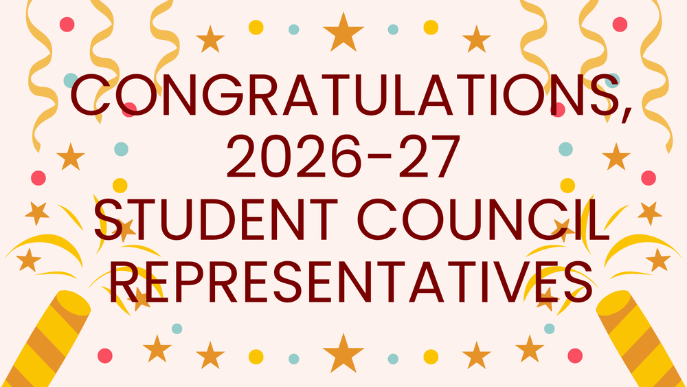 congratulations 2026-27 Student Coun 