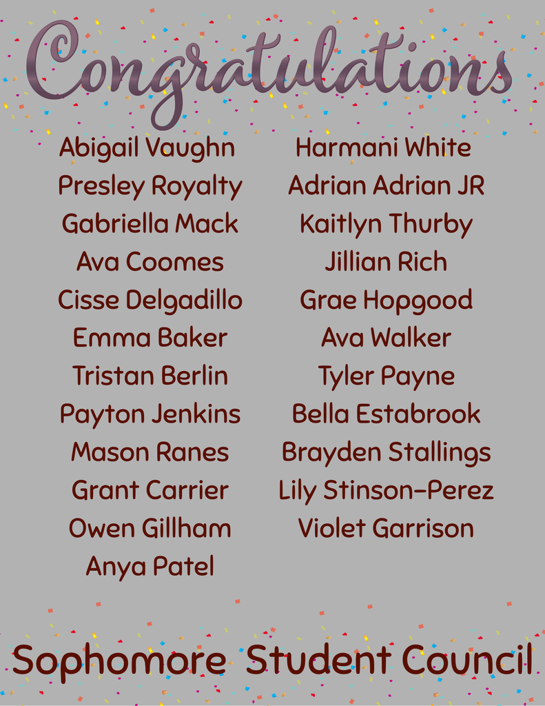 Congratulations Student Council