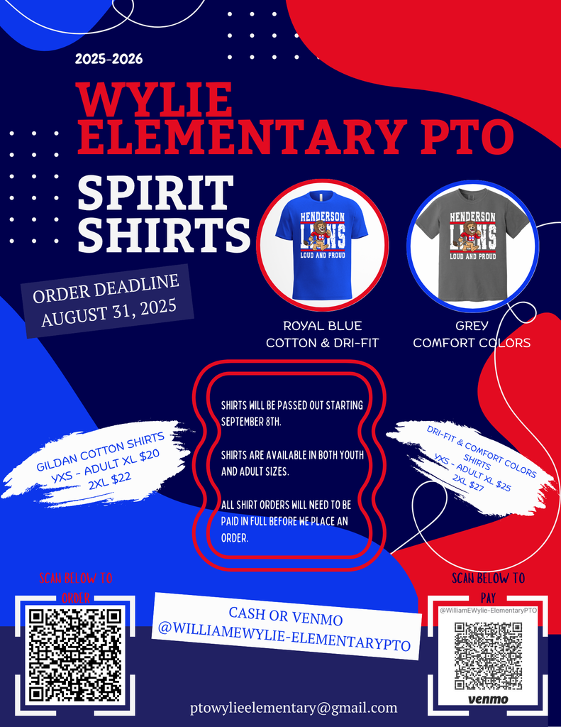 Wylie Elementary PTO Spirit Shirts