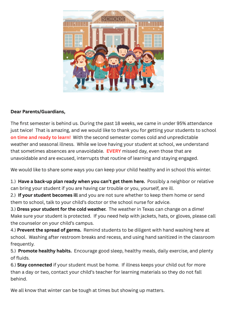 Winter Attendance Letter 