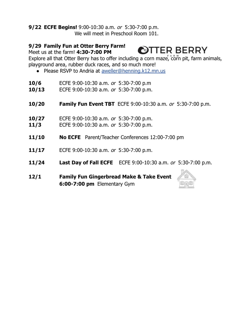 ECFE Schedule 