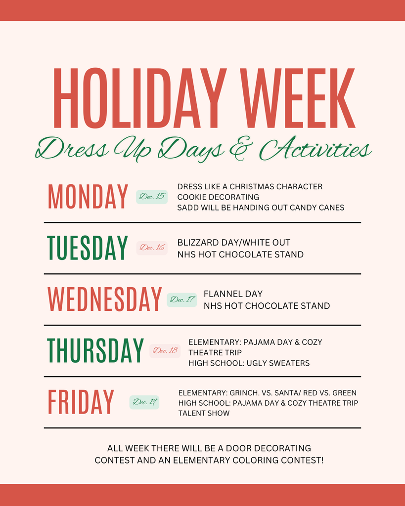 Holiday dress up days graphic