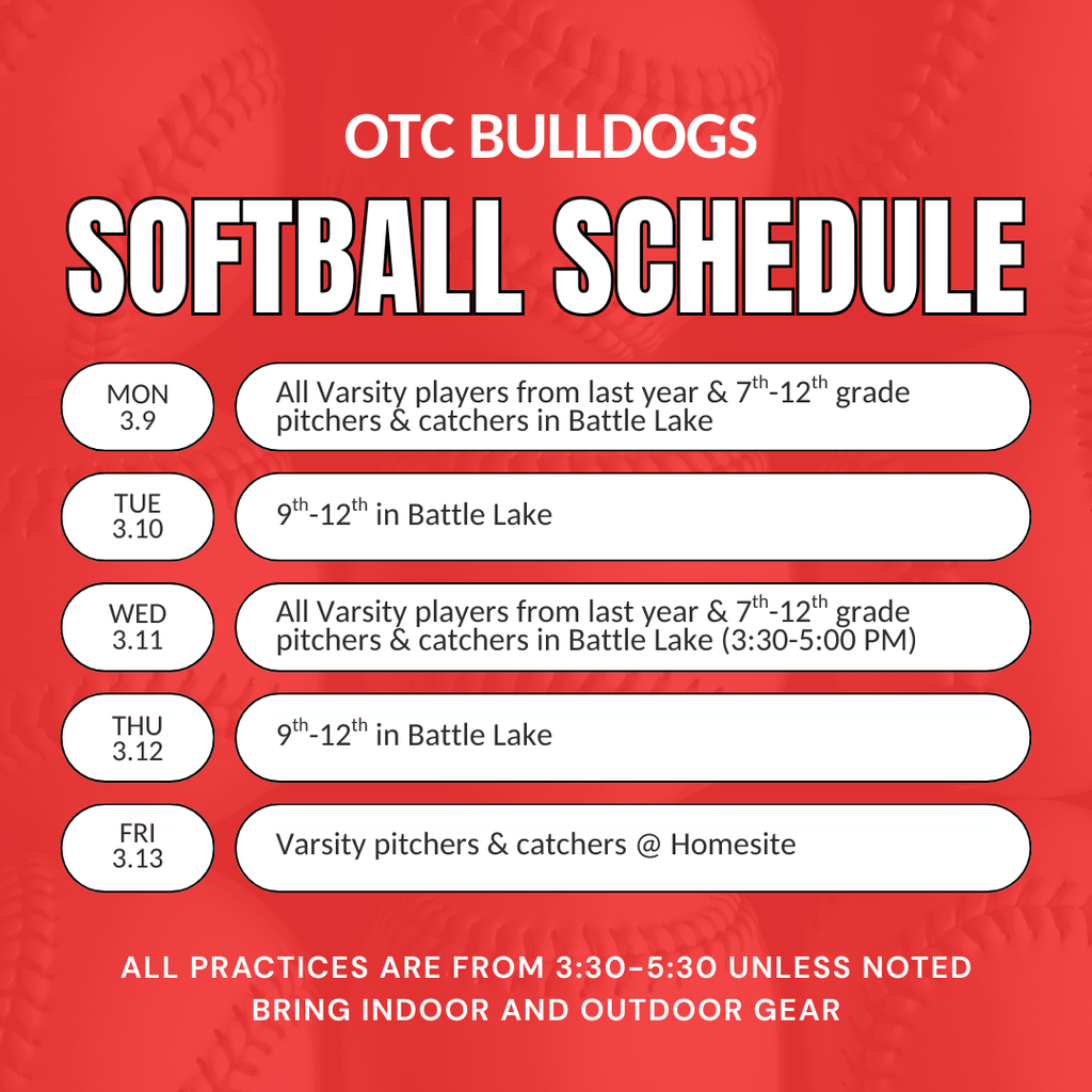 OTC softball schedule