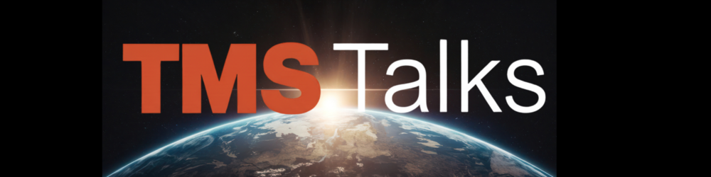world with sun flare and words "TMS Talks" 
