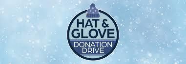 hat and glove donate blue snow background
