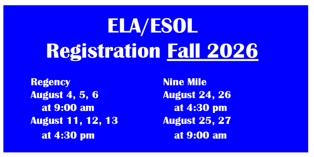 ELA Fall 26 Registration Dates