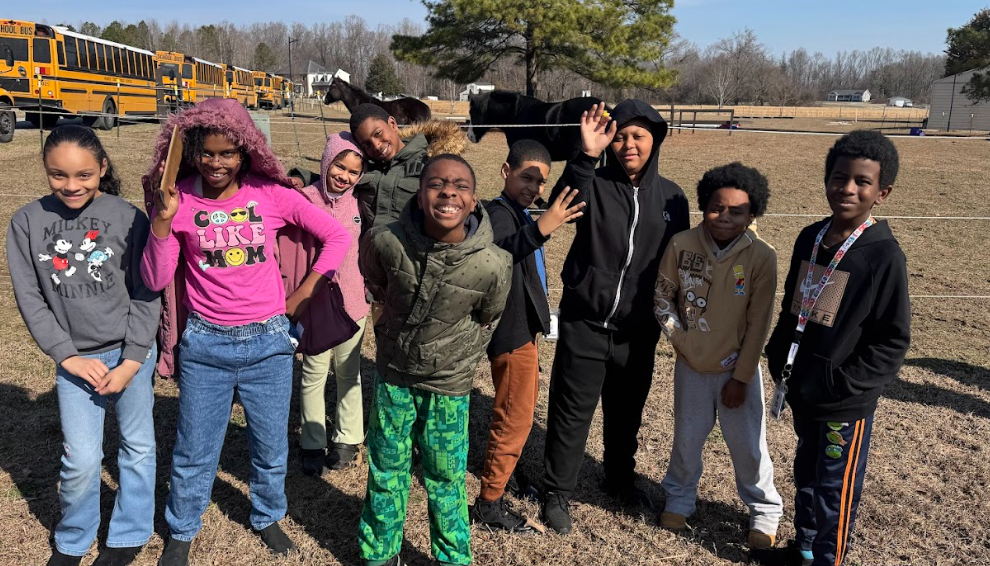 Students at horse farm