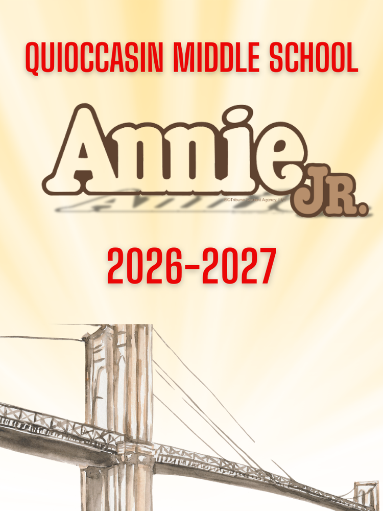 Annie Jr. Logo - Yellow Background, Quioccasin Middle School,  Drawn Brooklyn Bridge