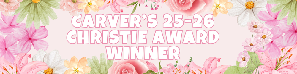 Graphic with the words "Carver's 25-26 Christie Award Winner"