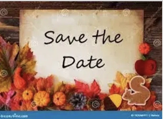 Save the Date on a fall themed background