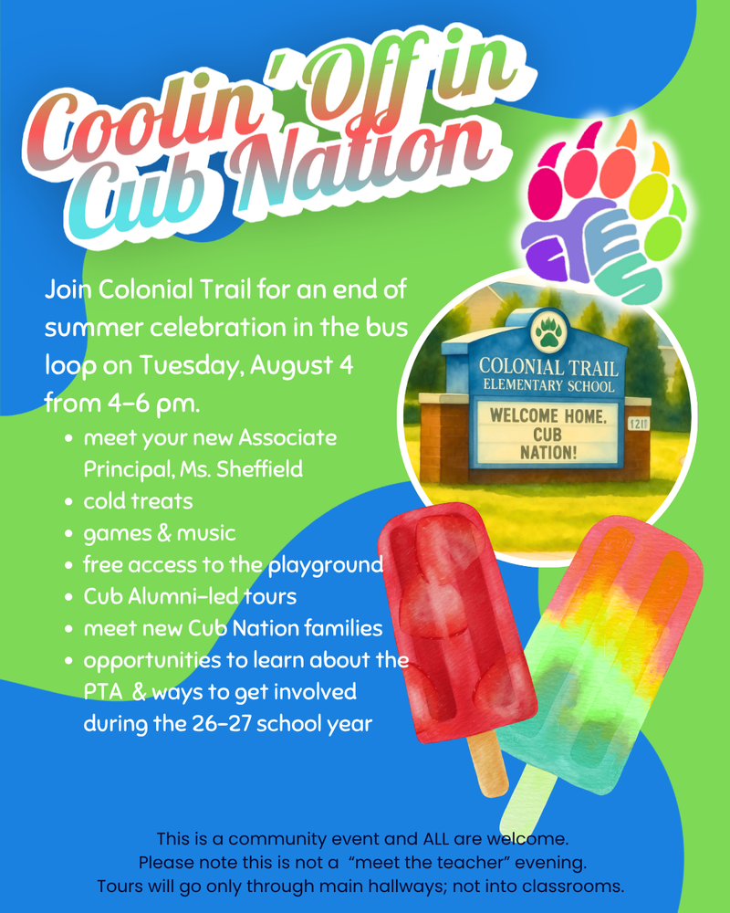 Brightly colored invitation for popsicles and family picnic