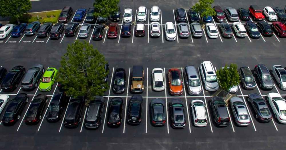 Parking lot with cars