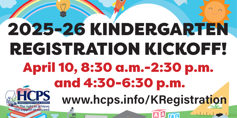 Kindergarten registration opens Monday, March 24. HCPS' 2025-26 Kindergarten Registration Kickoff for in-person sign-ups at every school is Thursday, April 10.