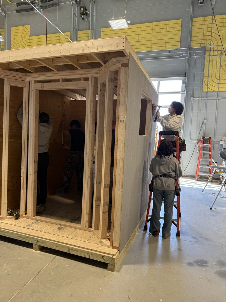 Carpentry Students work on playhouse