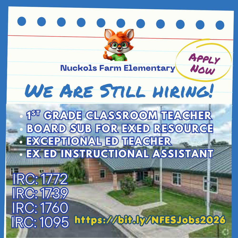 list of open positions for hire in front of the school building