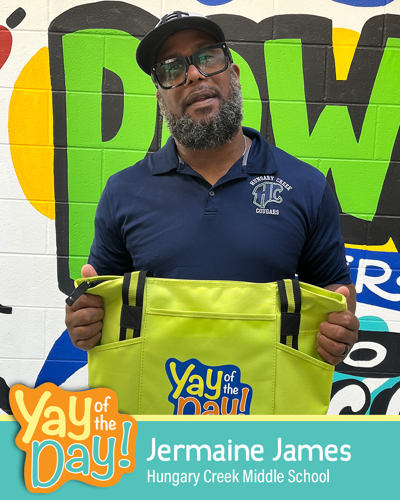 Jermaine "J.J." James with Hungary Creek Middle School Yay of the Day graphic