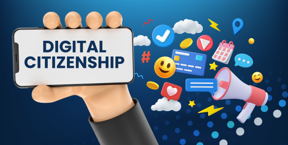 digital citizen hand and emojis