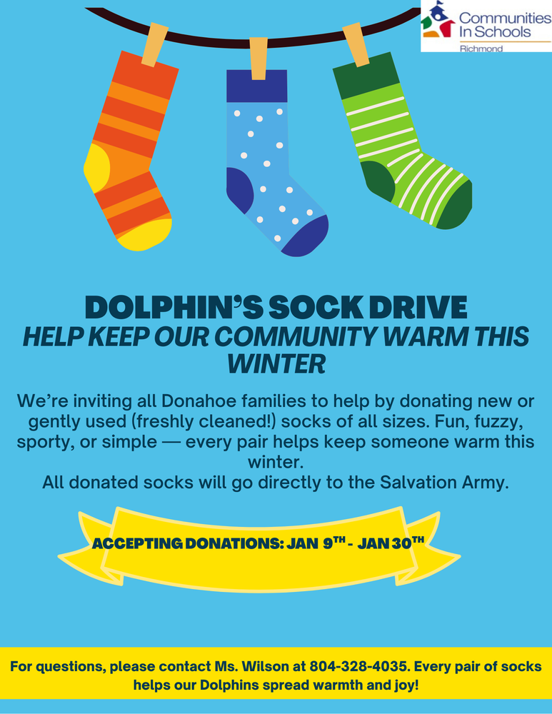 Blue and yellow flier with socks hanging from a clothesline