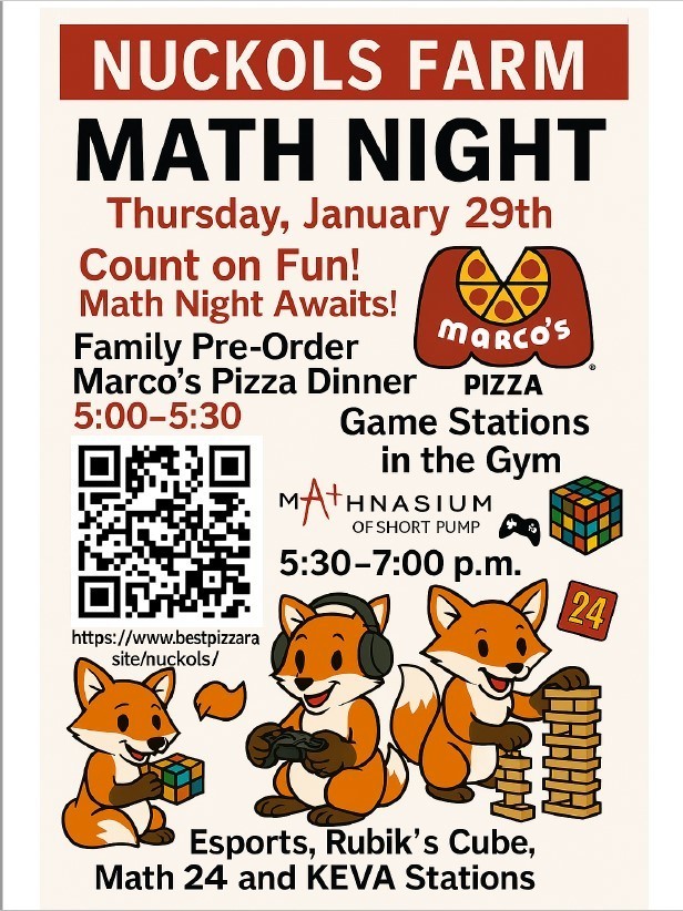 math night announcement for jan. 29thfrom 5:30-7pm