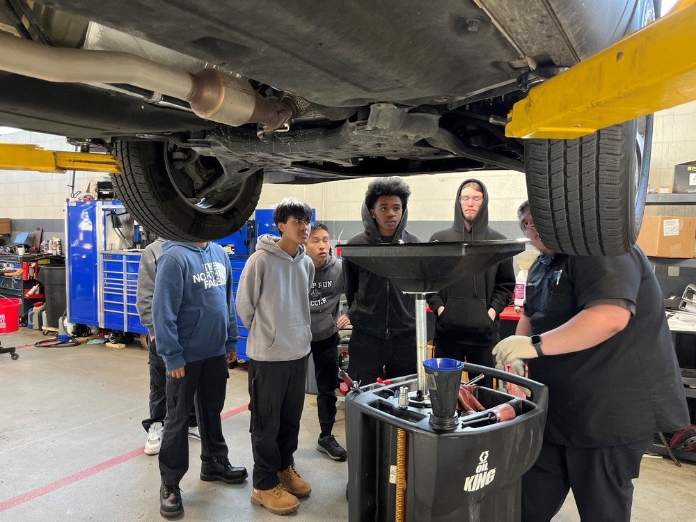 Students visiting autoshop